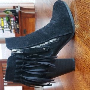 Black Fringe Booties